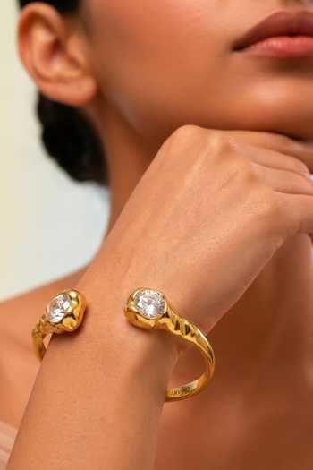 Arvino Dual Stone Open Gold Cuff Bracelet 