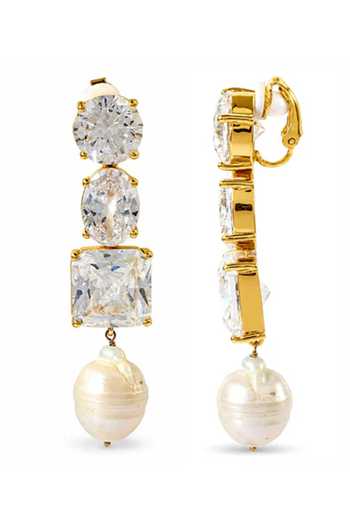 Arvino Crystal & Baroque Pearl Drop Earrings 