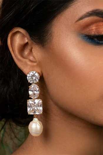 Arvino Crystal & Baroque Pearl Drop Earrings 