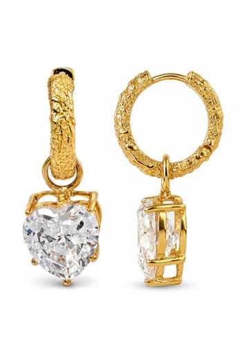 Arvino Heart Crystal Hoop Earrings 