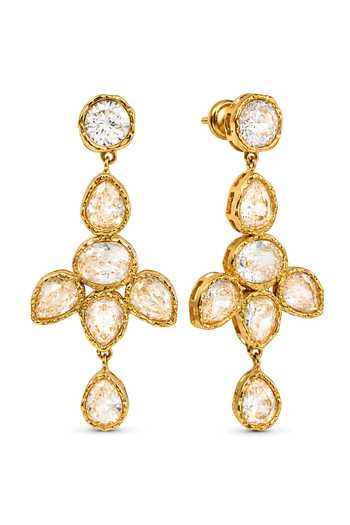 Arvino Gold Plated Crystal Bloom Chandelier Earrings Online at Aza Fashions Arvino_Gold Plated Crystal Bloom Chandelier Earrings _Online_at_Aza_Fashions