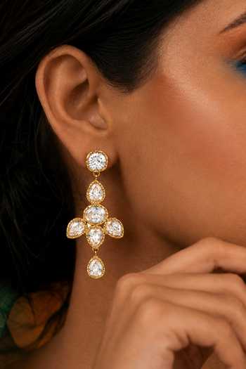 Buy Arvino Gold Plated Crystal Bloom Chandelier Earrings Online at Aza Fashions Buy_Arvino_Gold Plated Crystal Bloom Chandelier Earrings _Online_at_Aza_Fashions