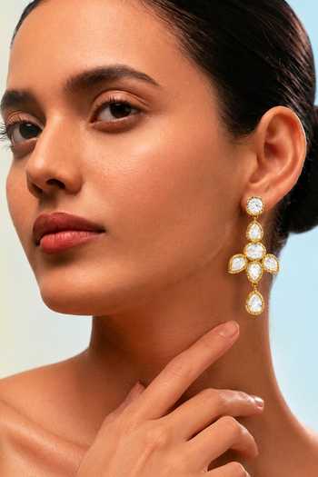 Arvino Gold Plated Crystal Bloom Chandelier Earrings at Aza Fashions Arvino_Gold Plated Crystal Bloom Chandelier Earrings _at_Aza_Fashions