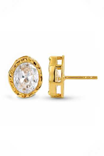 Arvino Gold Plated Oval Crystal Stud Earrings Online at Aza Fashions Arvino_Gold Plated Oval Crystal Stud Earrings _Online_at_Aza_Fashions