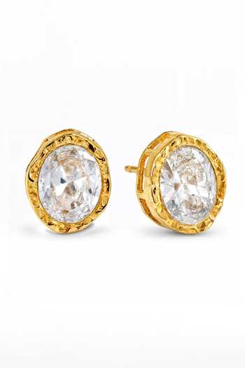 Arvino Oval Crystal Stud Earrings 