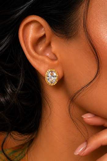 Buy Arvino Gold Plated Oval Crystal Stud Earrings Online at Aza Fashions Buy_Arvino_Gold Plated Oval Crystal Stud Earrings _Online_at_Aza_Fashions