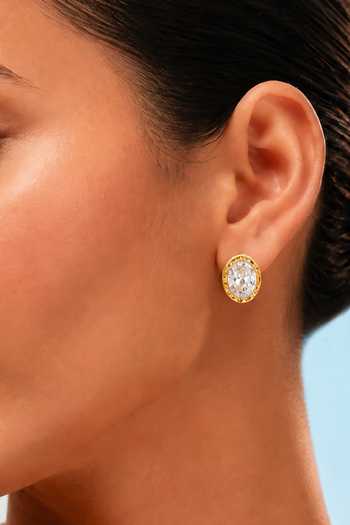 Arvino Oval Crystal Stud Earrings 