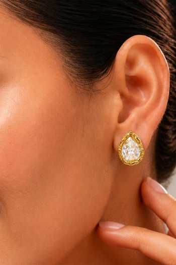 Shop Arvino Gold Plated Teardrop Crystal Stud Earrings Online at Aza Fashions Shop_Arvino_Gold Plated Teardrop Crystal Stud Earrings _Online_at_Aza_Fashions
