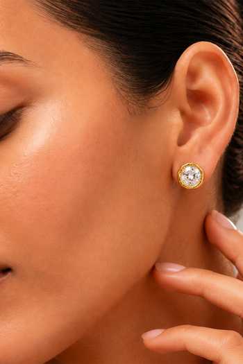 Buy_Arvino_Gold Plated Round Crystal Stud Earrings _Online_at_Aza_Fashions