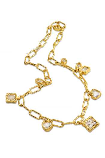 Arvino_Gold Plated Floating Crystal Charm Necklace _Online_at_Aza_Fashions