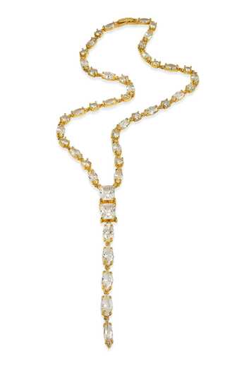 Arvino_Gold Plated Crystal Lariat Necklace _Online_at_Aza_Fashions