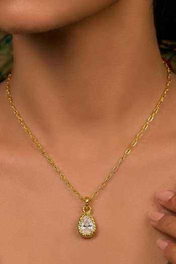 Buy Arvino Gold Plated Teardrop Crystal Pendant Necklace Online at Aza Fashions Buy_Arvino_Gold Plated Teardrop Crystal Pendant Necklace _Online_at_Aza_Fashions