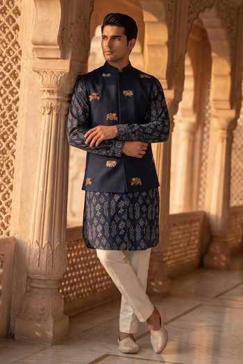 Prateek Munjal Embroidered Nehru Jacket Set 