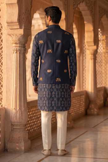 Prateek Munjal Embroidered Nehru Jacket Set 