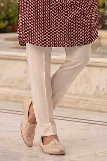 Buy_Prateek Munjal_Maroon Cotton Kurta Pant Set _Online_at_Aza_Fashions