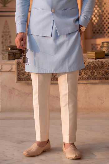 Buy_Prateek Munjal_Blue Crepe Embroidered Nehru Jacket Set _Online_at_Aza_Fashions