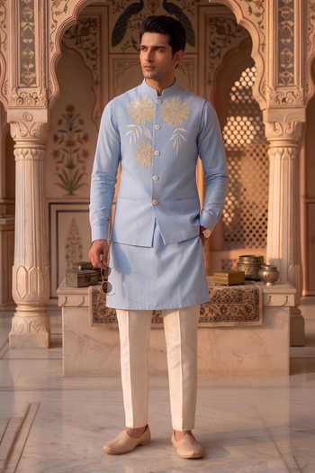 Prateek Munjal Embroidered Nehru Jacket Set 