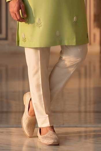 Prateek Munjal_Green Crepe Embroidered Kurta Pant Set _Online_at_Aza_Fashions