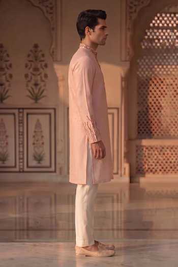 Prateek Munjal_Pink Cotton Kurta Pant Set _Online_at_Aza_Fashions