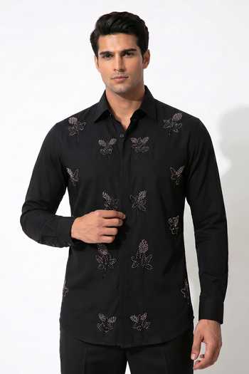 Prateek Munjal Floral Embroidered Shirt 