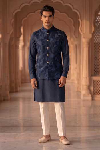Prateek Munjal Embroidered Nehru Jacket Set 