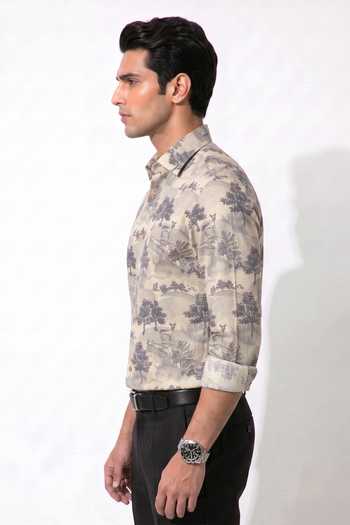 Prateek Munjal Beige Cotton Printed Shirt Online at Aza Fashions Prateek Munjal_Beige Cotton Printed Shirt _Online_at_Aza_Fashions