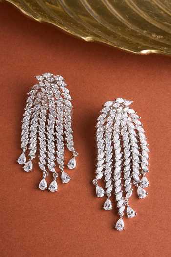 Shop Mozaati Silver Plated Antheia Earrings at Aza Fashions Shop_Mozaati_Silver Plated Antheia Earrings _at_Aza_Fashions