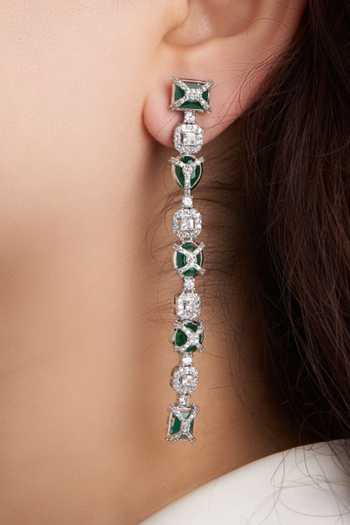 Mozaati_Green Cross Over Earrings _Online_at_Aza_Fashions