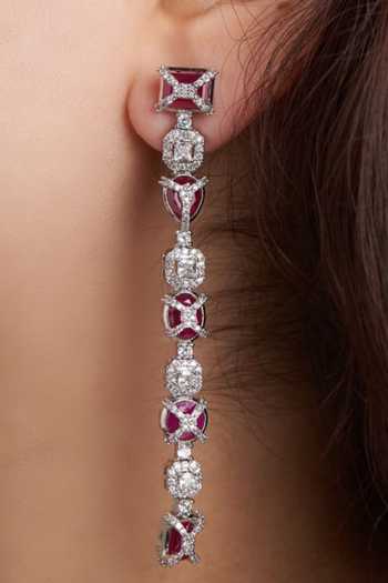 Mozaati_Red Cross Over Earrings _Online_at_Aza_Fashions