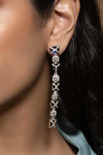 Mozaati Blue Cross Over Earrings Online at Aza Fashions Mozaati_Blue Cross Over Earrings _Online_at_Aza_Fashions