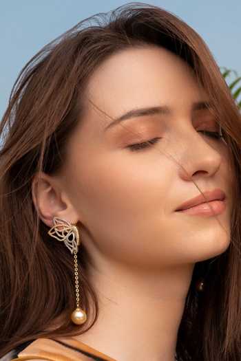Mozaati Gold Plated Pappilon Earrings Online at Aza Fashions Mozaati_Gold Plated Pappilon Earrings _Online_at_Aza_Fashions