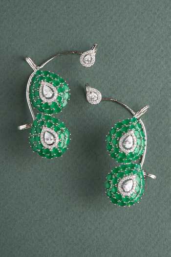 Mozaati Dual Pear Cuff Earrings 