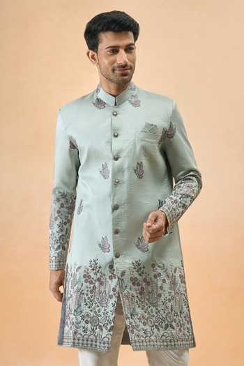 Arihant Rai Sinha Green Thread Embroidered Sherwani Set 
