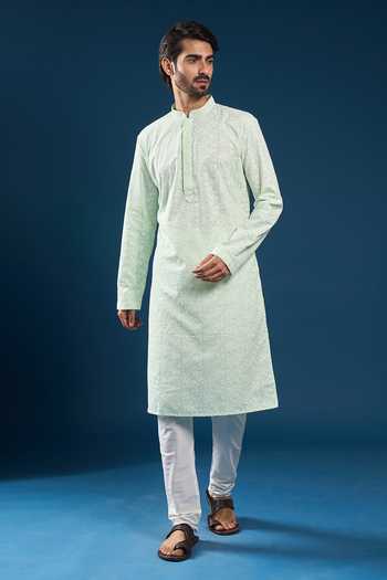 Arihant Rai Sinha Green Cotton, Polyester Embroidery Mint Chikankari Kurta Pyjama Set at Aza Fashions Arihant Rai Sinha_Green Cotton, Polyester Embroidery Mint Chikankari Kurta Pyjama Set _at_Aza_Fashions