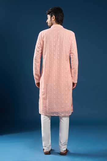 Arihant Rai Sinha Chikankari Baby Pink Kurta Pyjama Set 