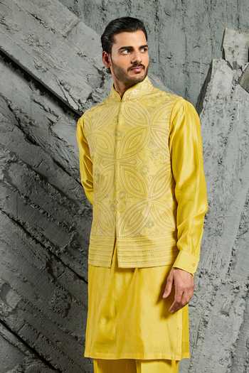 Sarab Khanijou Sunray Embroidered Nehru Jacket & Kurta Set 