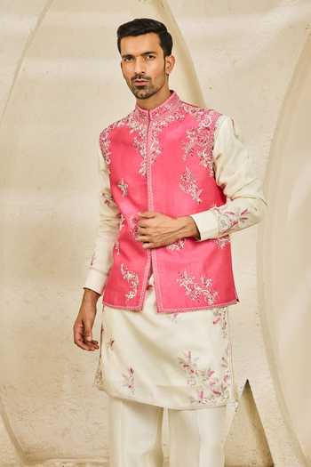 Sarab Khanijou Gulabi Bagh Nehru Jacket & Kurta Set 