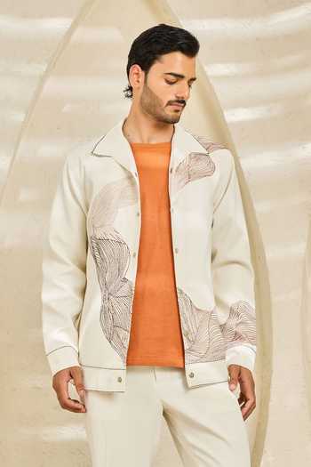 Sarab Khanijou Ivory Abstract Spiral Shacket & Trouser Set 