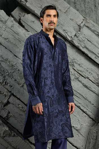 Sarab Khanijou Azure Blossom Embroidered Kurta Set 