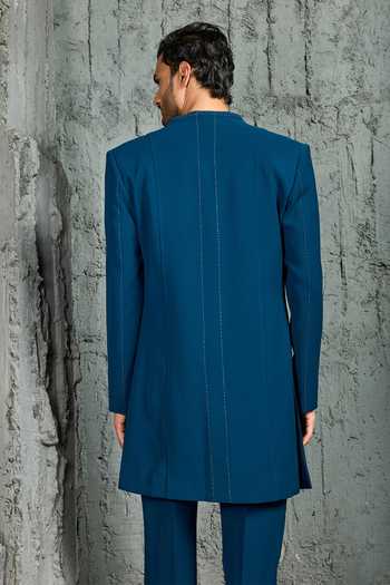 Sarab Khanijou Teal Vogue Jacket & Trouser Set 