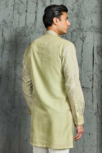 Sarab Khanijou Mint Edit Embroidered Short Kurta Set 