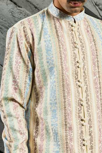 Shop Sarab Khanijou Off White Chanderi Silk Soft Pearl Embroidered Kurta Set Online at Aza Fashions Shop_Sarab Khanijou_Off White Chanderi Silk Soft Pearl Embroidered Kurta Set _Online_at_Aza_Fashions