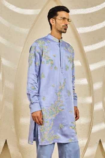 Buy Sarab Khanijou Purple Chanderi Silk Lilac Whisper Embroidered Kurta Set Online at Aza Fashions Buy_Sarab Khanijou_Purple Chanderi Silk Lilac Whisper Embroidered Kurta Set _Online_at_Aza_Fashions