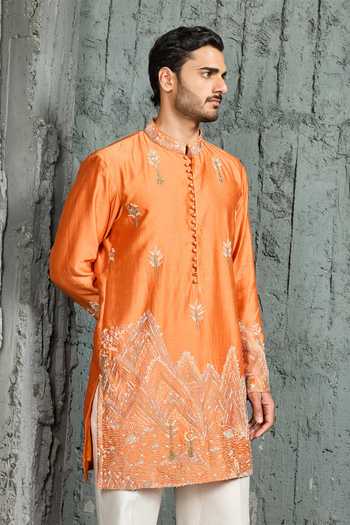 Sarab Khanijou Gulrang Embroidered Ridge Kurta Set 
