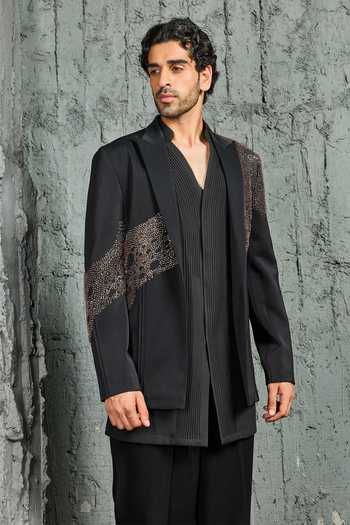 Sarab Khanijou Noir Contemporary Jacket & Short Kurta Set 