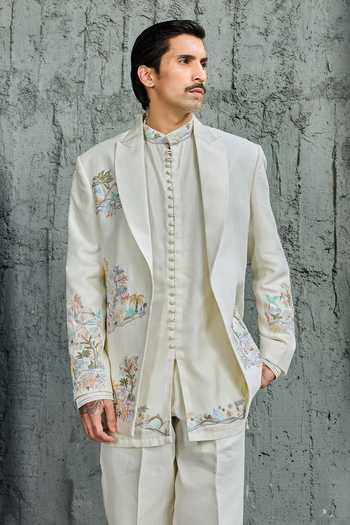 Sarab Khanijou The Pearl Palm Embroidered Jacket Trouser Set