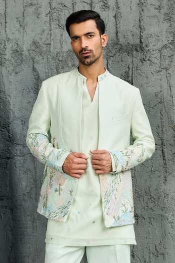Sarab Khanijou The Meadow Edit Jacket & Short Kurta Set 