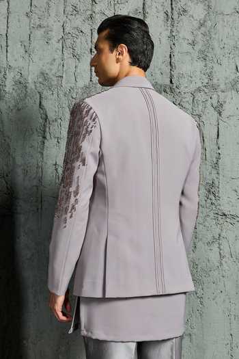 Sarab Khanijou Slate Embroidered Jacket & Short Kurta Set 