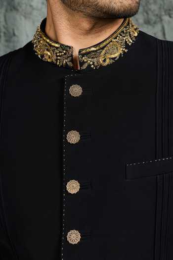 Buy Sarab Khanijou Black Obsidian Noor Embroidered Sherwani Set Online at Aza Fashions Buy_Sarab Khanijou_Black Obsidian Noor Embroidered Sherwani Set _Online_at_Aza_Fashions