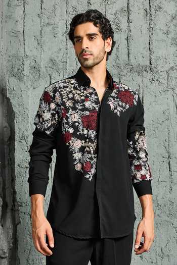 Buy Sarab Khanijou Black Night Bloom Embroidered Jacket And Trouser Set Online at Aza Fashions Buy_Sarab Khanijou_Black Night Bloom Embroidered Jacket And Trouser Set _Online_at_Aza_Fashions